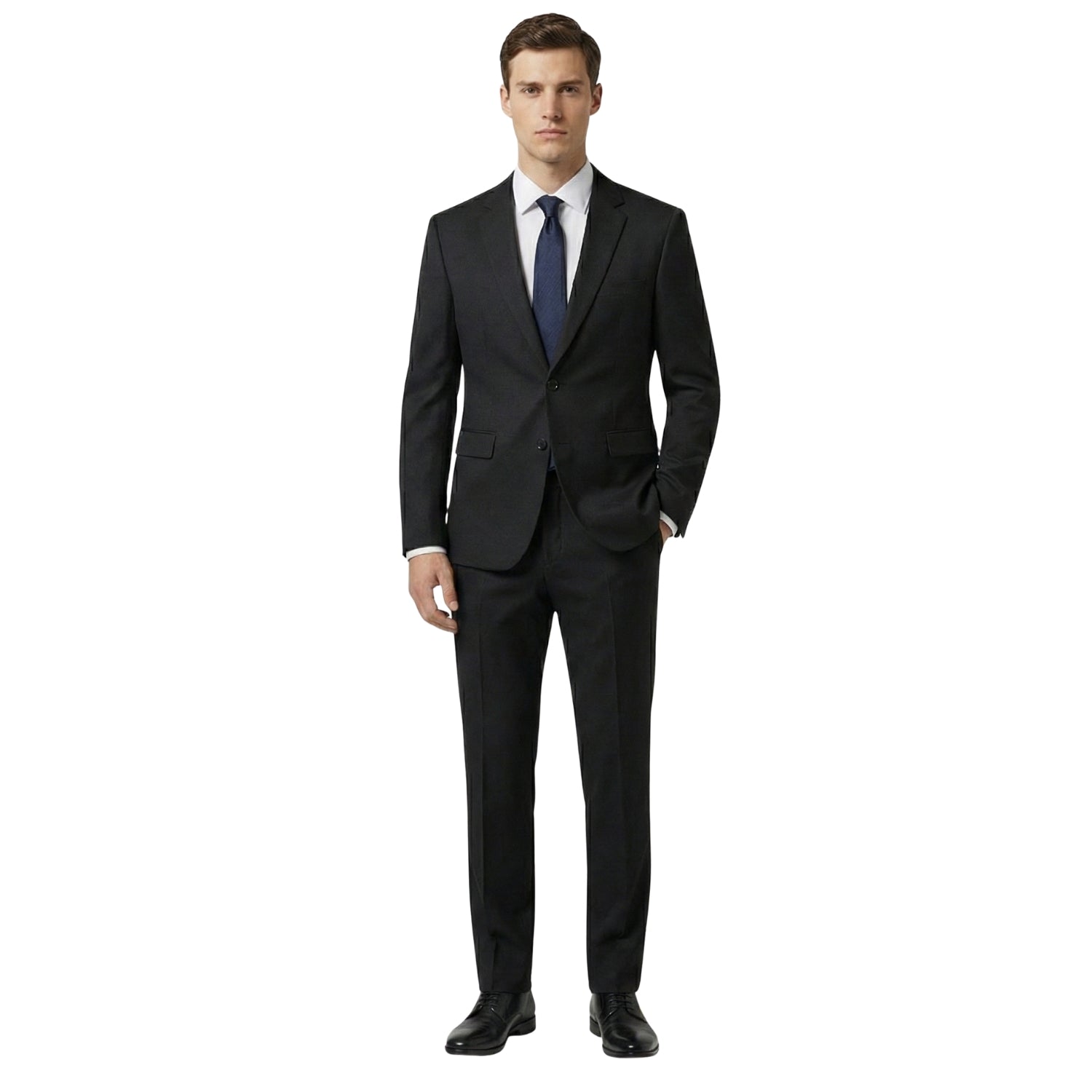 0905-17 Black Sharkskin Modern Fit Suit
