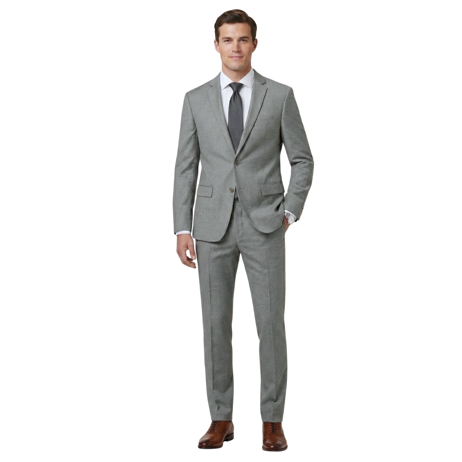 0905-28 Grey Sharkskin Slim Fit Suit