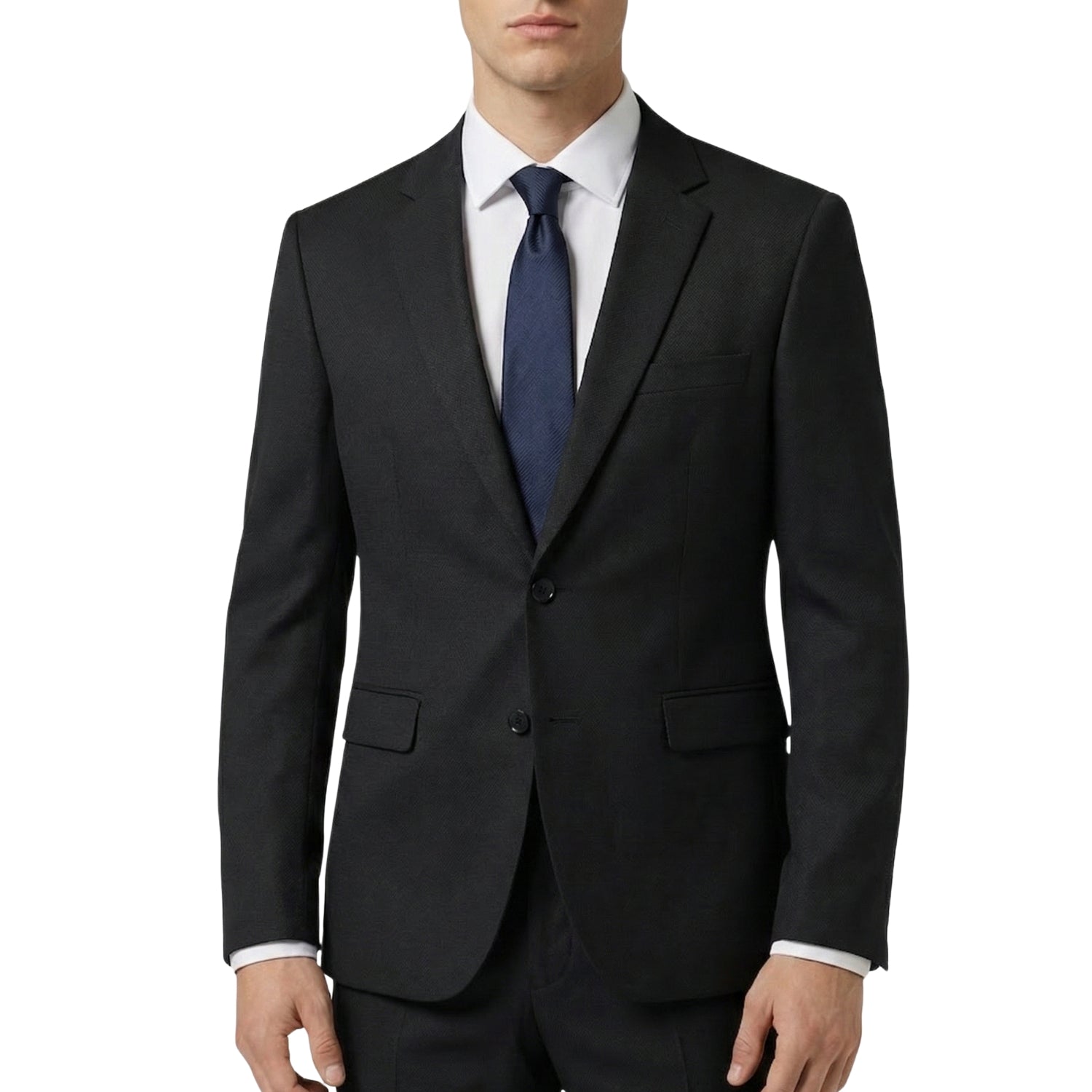 0905-17 Black Sharkskin Modern Fit Suit