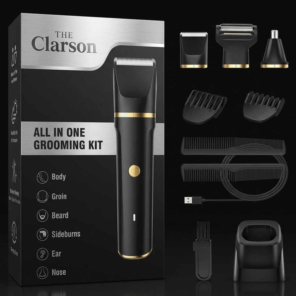 The Clarson all-in-one grooming kit box and accessories