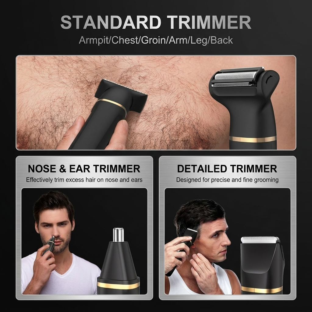 Standard trimmer — armpit, chest, groin, arm, leg, back